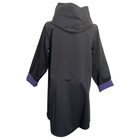 Eileen Fisher Reversible Hooded Jacket Women's Size Petite Large Black Purple - Picture 2 of 6